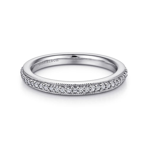 Vintage Inspired 14K White Gold Prong Set Diamond Eternity Band