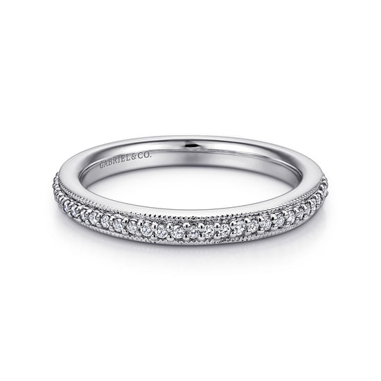Gabriel - Vintage Inspired 14K White Gold Prong Set Diamond Eternity Band