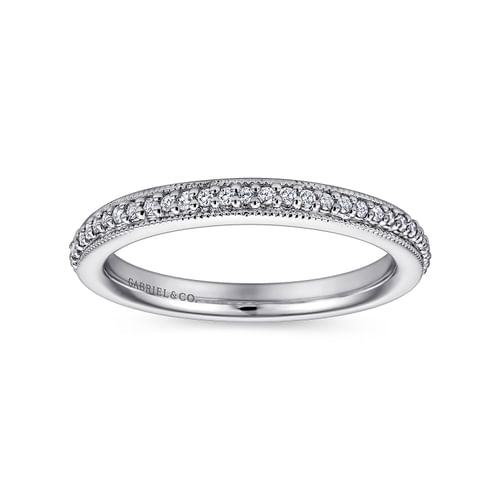 Vintage Inspired 14K White Gold Prong Set Diamond Eternity Band