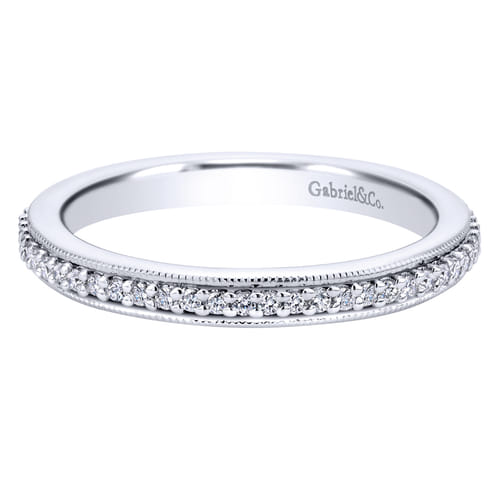 Vintage Inspired 14K White Gold Prong Set Diamond Eternity Band