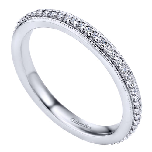 Vintage Inspired 14K White Gold Prong Set Diamond Eternity Band