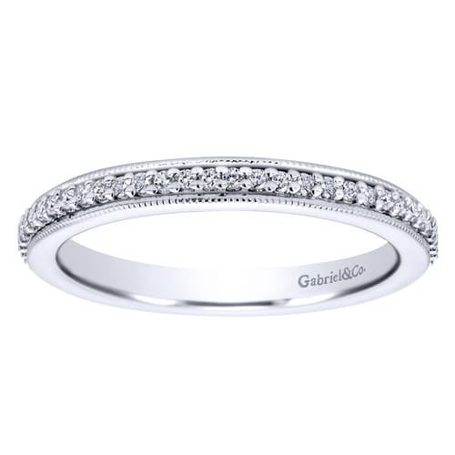 Vintage Inspired 14K White Gold Prong Set Diamond Eternity Band