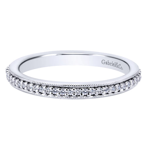 Vintage Inspired 14K White Gold Prong Set Diamond Eternity Band