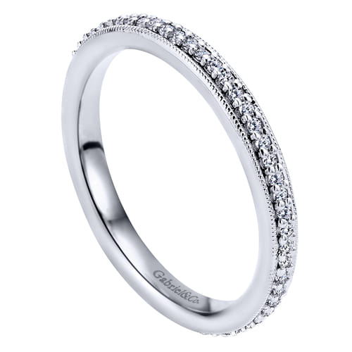 Vintage Inspired 14K White Gold Prong Set Diamond Eternity Band
