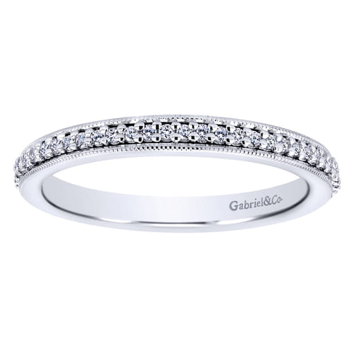 Vintage Inspired 14K White Gold Prong Set Diamond Eternity Band