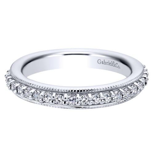 Vintage Inspired 14K White Gold Prong Set Diamond Eternity Band