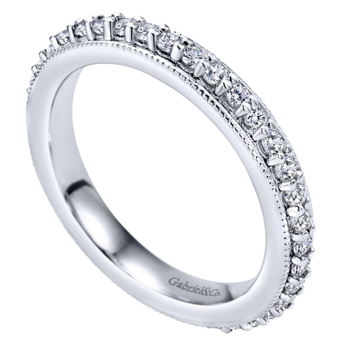 Vintage Inspired 14K White Gold Prong Set Diamond Eternity Band
