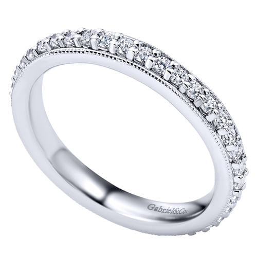 Vintage Inspired 14K White Gold Prong Set Diamond Eternity Band