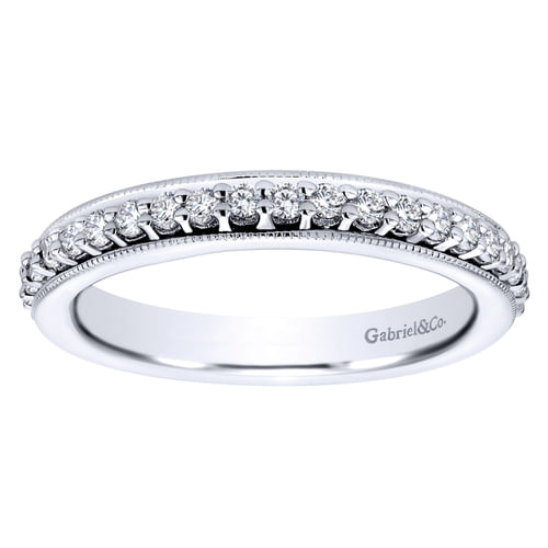 Vintage Inspired 14K White Gold Prong Set Diamond Eternity Band