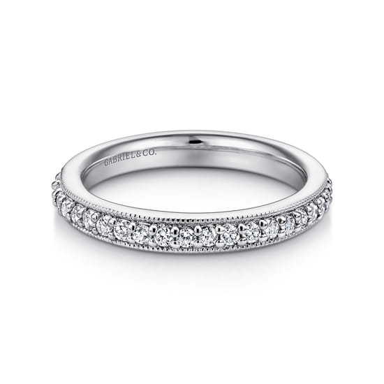 Gabriel - Vintage Inspired 14K White Gold Prong Set Diamond Eternity Band