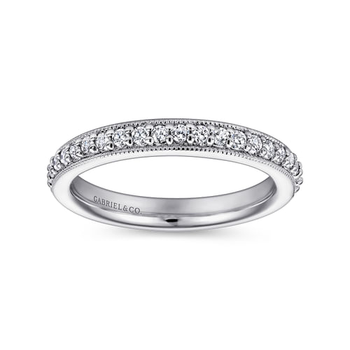 Vintage Inspired 14K White Gold Prong Set Diamond Eternity Band