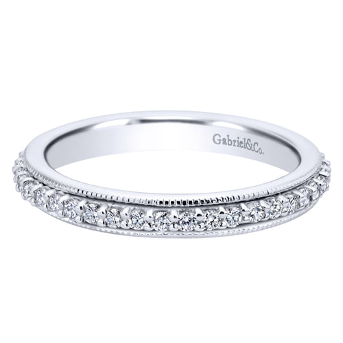 Vintage Inspired 14K White Gold Prong Set Diamond Eternity Band
