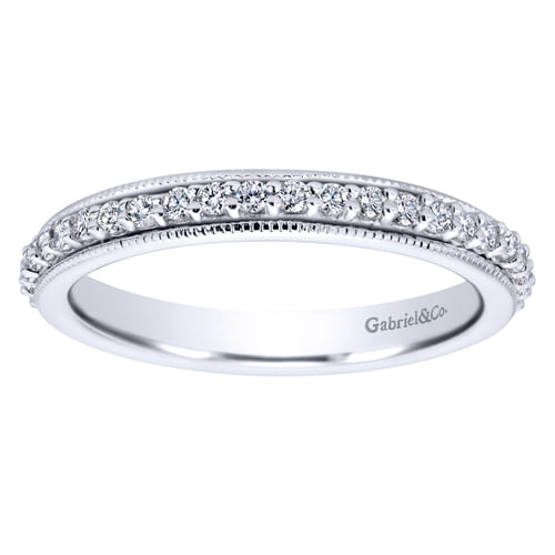 Vintage Inspired 14K White Gold Prong Set Diamond Eternity Band