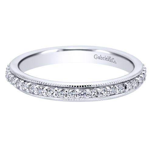 Vintage Inspired 14K White Gold Prong Set Diamond Eternity Band