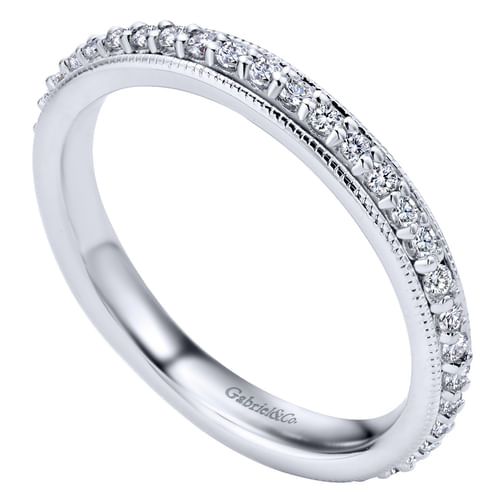 Vintage Inspired 14K White Gold Prong Set Diamond Eternity Band