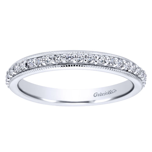 Vintage Inspired 14K White Gold Prong Set Diamond Eternity Band