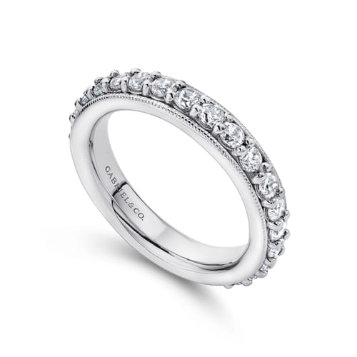 Vintage Inspired 14K White Gold Prong Set Diamond Eternity Band