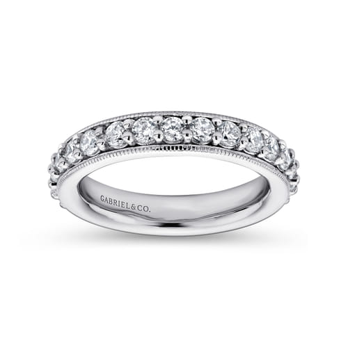 Vintage Inspired 14K White Gold Prong Set Diamond Eternity Band