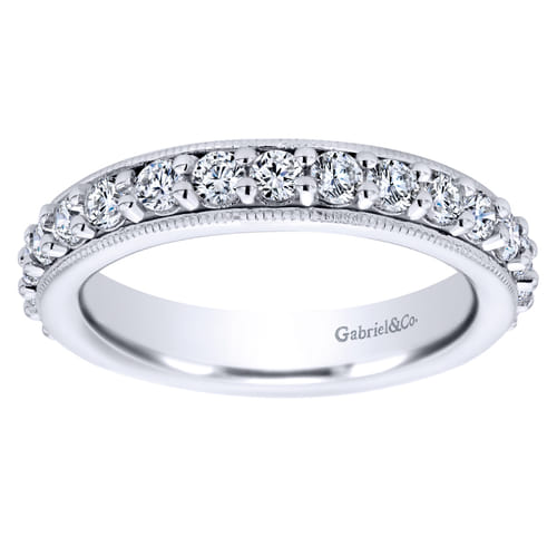 Vintage Inspired 14K White Gold Prong Set Diamond Eternity Band