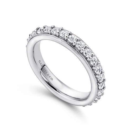Vintage Inspired 14K White Gold Prong Set Diamond Eternity Band