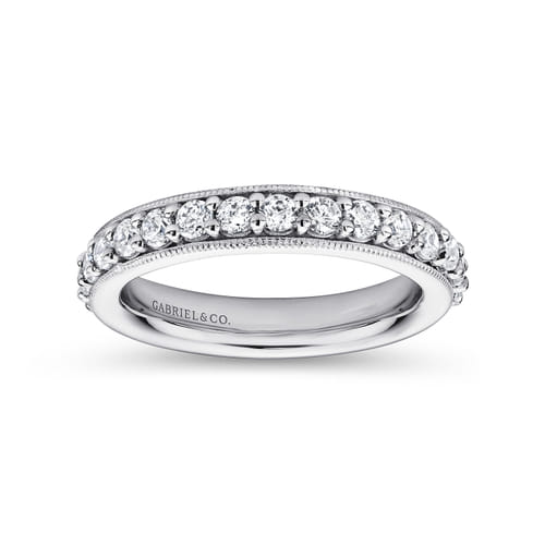 Vintage Inspired 14K White Gold Prong Set Diamond Eternity Band
