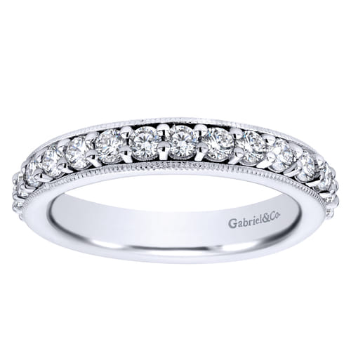 Vintage Inspired 14K White Gold Prong Set Diamond Eternity Band