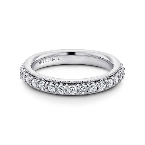 Vintage Inspired 14K White Gold Prong Set Diamond Eternity Band