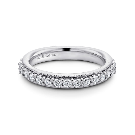 Gabriel - Vintage Inspired 14K White Gold Prong Set Diamond Eternity Band Gabriel - Vintage Inspired 14K White Gold Prong Set Diamond Eternity Band
