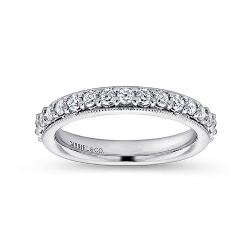 Vintage Inspired 14K White Gold Prong Set Diamond Eternity Band