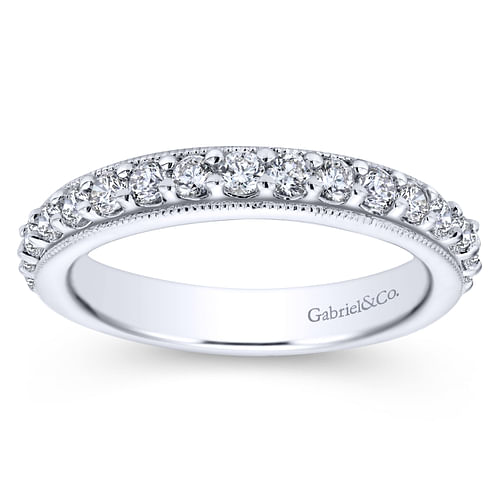 Vintage Inspired 14K White Gold Prong Set Diamond Eternity Band