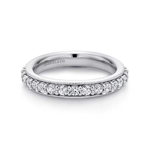 Vintage Inspired 14K White Gold Prong Set Diamond Eternity Band