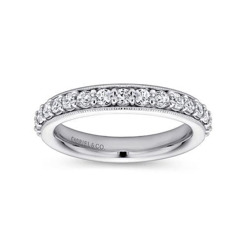 Vintage Inspired 14K White Gold Prong Set Diamond Eternity Band