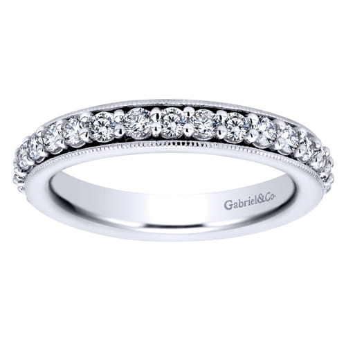 Vintage Inspired 14K White Gold Prong Set Diamond Eternity Band