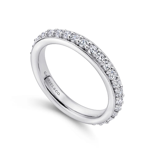 Vintage Inspired 14K White Gold Prong Set Diamond Eternity Band