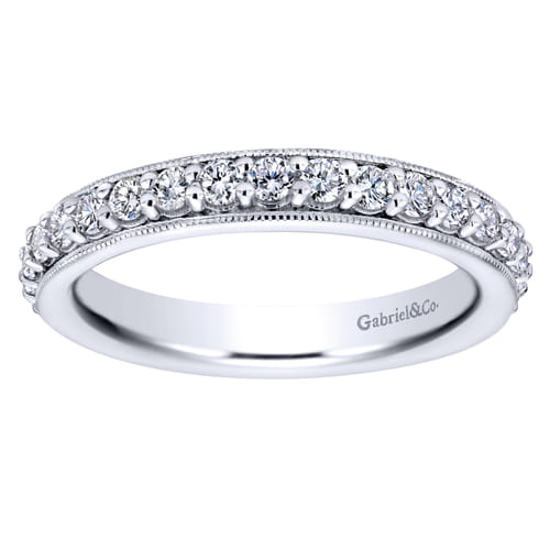 Vintage Inspired 14K White Gold Prong Set Diamond Eternity Band