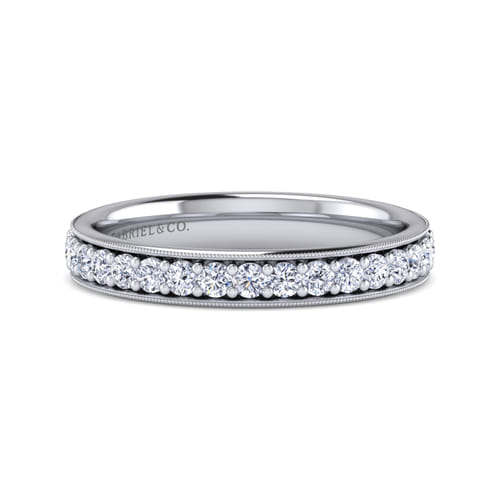 Vintage Inspired 14K White Gold Prong Set Diamond Eternity Band