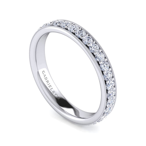 Vintage Inspired 14K White Gold Prong Set Diamond Eternity Band