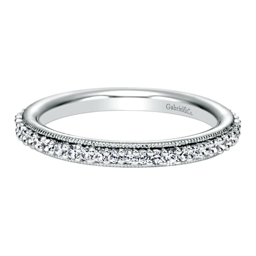Vintage Inspired 14K White Gold Prong Set Diamond Eternity Band
