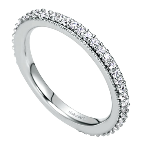 Vintage Inspired 14K White Gold Prong Set Diamond Eternity Band