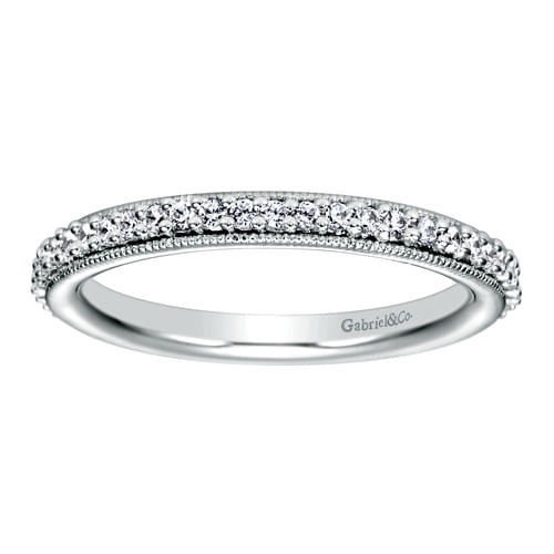 Vintage Inspired 14K White Gold Prong Set Diamond Eternity Band