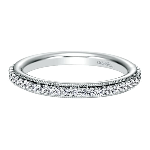Vintage Inspired 14K White Gold Prong Set Diamond Eternity Band