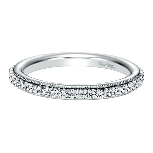 Vintage Inspired 14K White Gold Prong Set Diamond Eternity Band