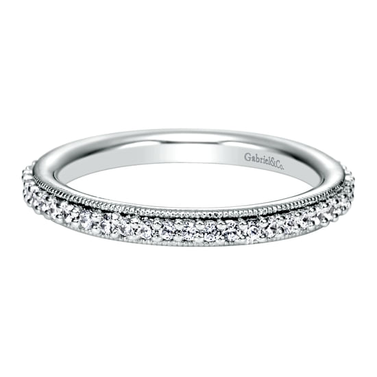Gabriel - Vintage Inspired 14K White Gold Prong Set Diamond Eternity Band