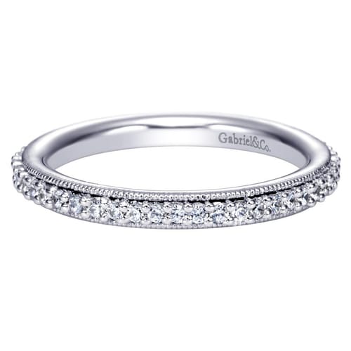 Vintage Inspired 14K White Gold Prong Set Diamond Eternity Band