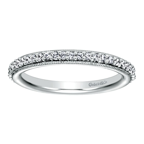Vintage Inspired 14K White Gold Prong Set Diamond Eternity Band