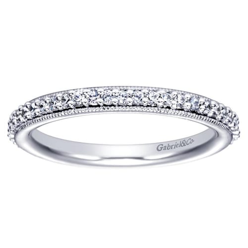 Vintage Inspired 14K White Gold Prong Set Diamond Eternity Band