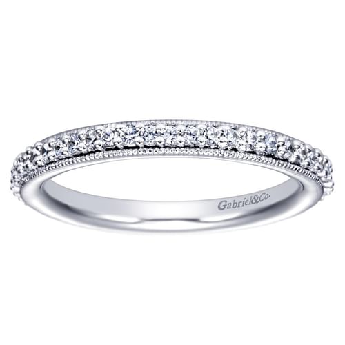 Vintage Inspired 14K White Gold Prong Set Diamond Eternity Band