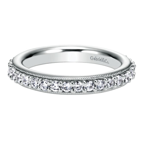 Vintage Inspired 14K White Gold Prong Set Diamond Eternity Band