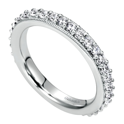 Vintage Inspired 14K White Gold Prong Set Diamond Eternity Band