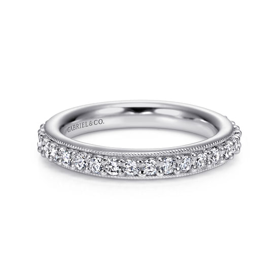 Gabriel - Vintage Inspired 14K White Gold Prong Set Diamond Eternity Band